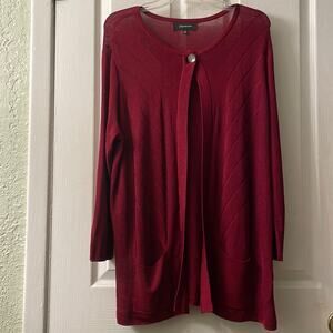 Jones New York Maroon Red Plus Size 2X Knit single button Open front cardigan